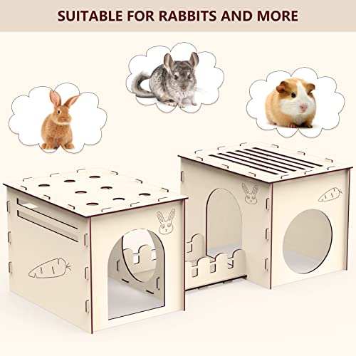 Woiworco Large Rabbit Houses And Hideouts, Wooden Rabbit Castle Bunny Hideout, Rabbit Tunnel Hideout Bunny Playhouse Houses, Spacious Breathable Habitats For Hamsters And Guinea Pigs Hut To Hide #TOP4