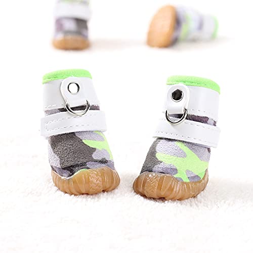 A Pair Of 4 Pet Dog Shoes Camouflage Non-Slip Dog Boots Autumn Winter Warm Plush Dog Boots Dog Paw Protector #TOP2