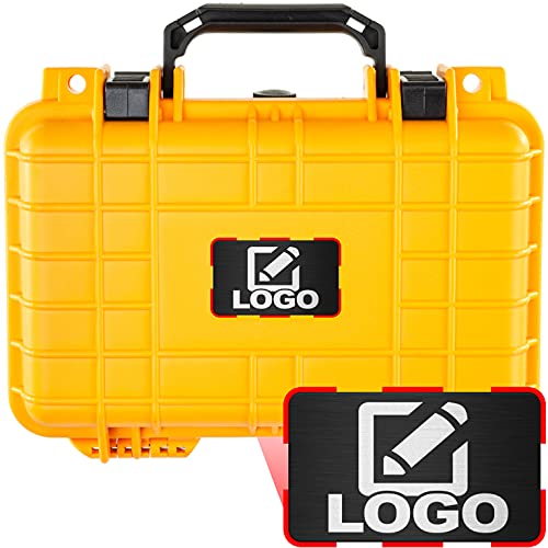 Eylar Hard Gun Case with Custom Logo Plate, Waterproof & Shockproof With Foam TSA Approved 11.6 Inch 8.3 Inch 3.8 Inch (Yellow)