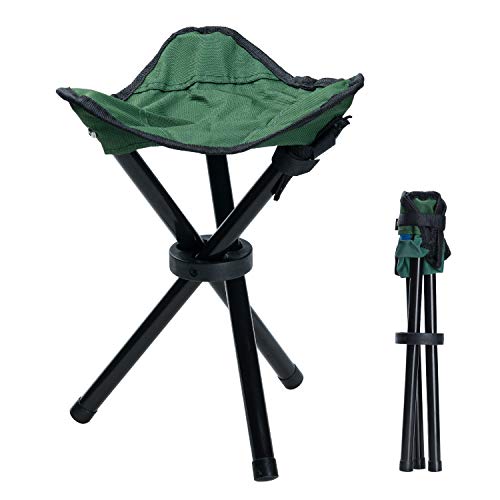 Covvy Outdoor Tripod Stool Portable Foldable Small 3-Legged Canvas Chair for Hiking Camping Fishing Picnic Beach BBQ Travel Backpacking Garden Seat (green)