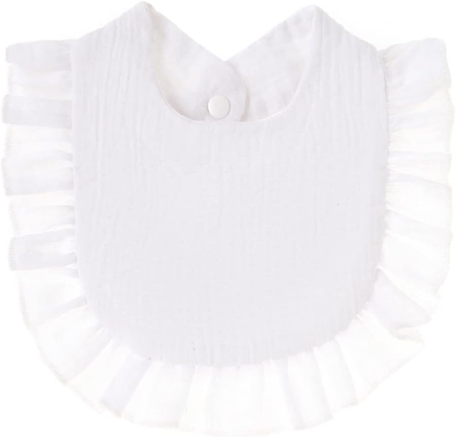 1 Pack Baby Bibs 4-Layer Soft Absorbent Lace Feeding Bibs for Teething Drooling Baptism Washable Outfits for Unisex (White) 1 Pack Baby Bibs 4-Layer Soft Absorbent Lace Feeding Bibs for Teething Drooling Baptism Washable Outfits for Unisex (White)