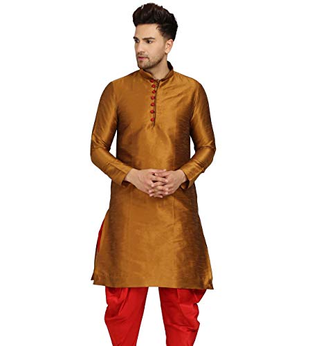 Image of Men's Ethnic Silk Loop Button Kurta