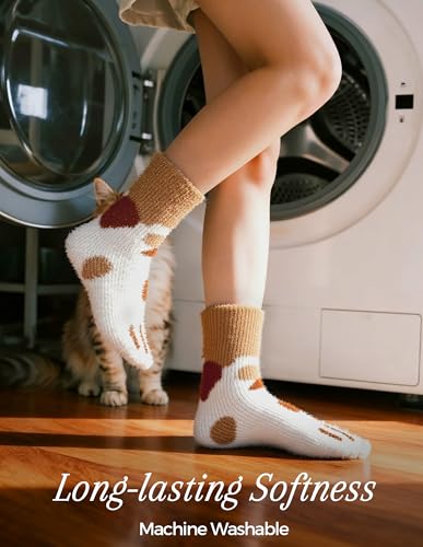 Image of TEHOOK Warm & Cozy Gifts for Women, Fluffy Fuzzy Plush Sleeping Slipper Socks - Soft Warm Fabric