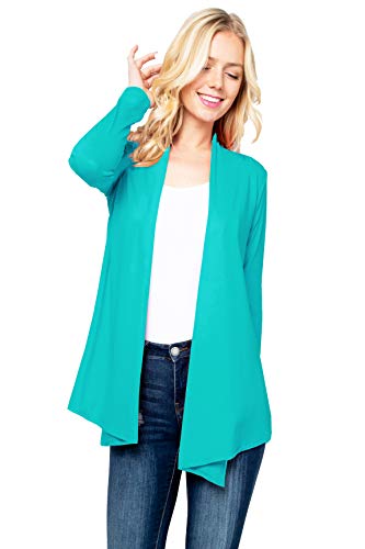 Image of Women's Drape Front Open Cardigan Long Sleeve (S-2X, Made in USA)