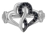 Harley-Davidson Women's Black & White Infinity Hearts Ring, Sterling Silver (8)