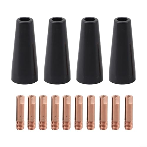 Flux Core Kit d'embouts de buse sans gaz pour soudage MIG, pointes de 0,8 mm et 1,0 mm, compatible avec les torches MIG 14AK, 15AK, MB14, MB15 (4 buses)