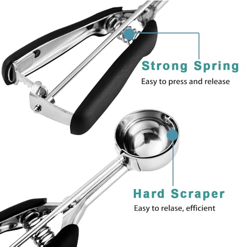 HOMURE H Cookie Scoop 1.5 Tbsp, Cookie Dough Scoop, Size #50, 1.5 Tablespoons, Cookie Scoops for Baking, Black, 18/8 Stainless Steel, Comfortable Grip by HOMURE H - Used condition - Image 3