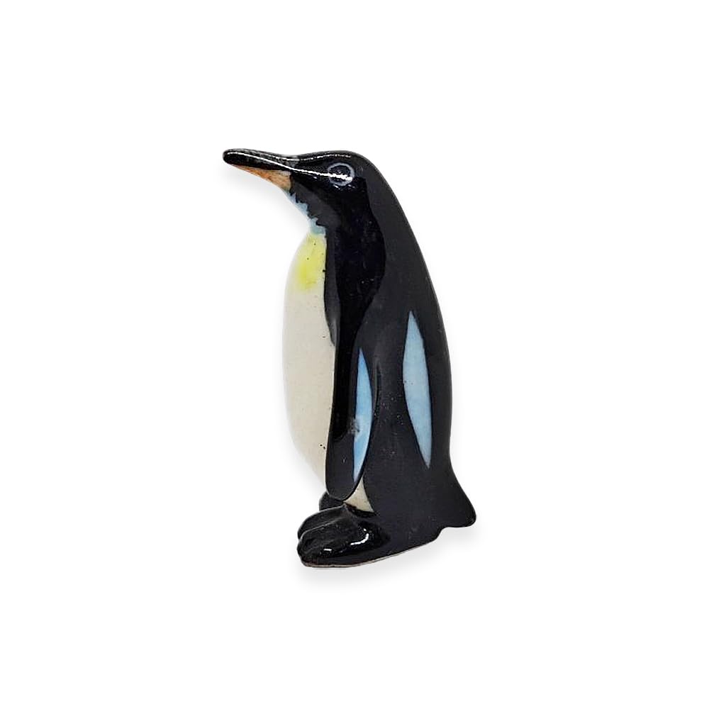 WitnyStoreTiny 1¼" Standing Adelie Penguin Figurine - Miniature Hand Made Painted Ceramic Aquatic Flightless Bird Antarctic Polar Animals Porcelain Decorative Collectible Figurines Home Décor Gift
