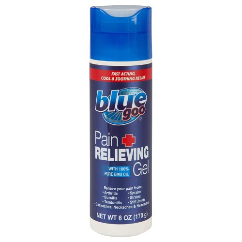 Blue Goo Pain Relieving Gel, Fast Acting, Cooling and Soothing Relief, for Back-Neck Pain, 6 Fl.Oz