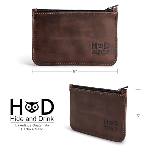 Hide & Drink, Zippered Wallet, Card Case, Folded Bills Storage, Coin Organizer, Travel Accessories, Full Grain Leather, Handmade, Bourbon Brown3