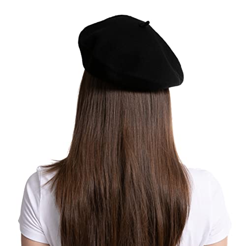 Spooktacular Creations Wool Beret Hat For Women, Black French Beret Hat, Women Beret Hat, Warm French Hat Cap #TOP5