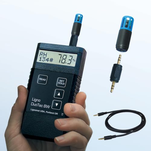 Lignomat BW-B Package - Multi-Function Pinless Moisture Meter and Humidity Meter with Thermo-Hygrometer Function - Digital Moisture & Temperature Humidity Monitor for Wood, Concrete, Drywall, Flooring