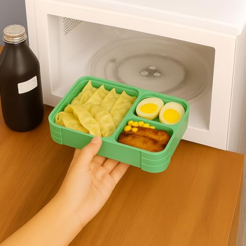Image of daiDokoro 3 Compartment Bento Lunch Box with Removable Containers | Compact Leak-Proof, Microwave & Dishwasher Safe Tiffin for Office Use, School & Travel (Mint Green, 1040 ML)