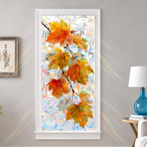 Vinilo decorativo para ventana 17x39 pulgadas hojas miniatura 1