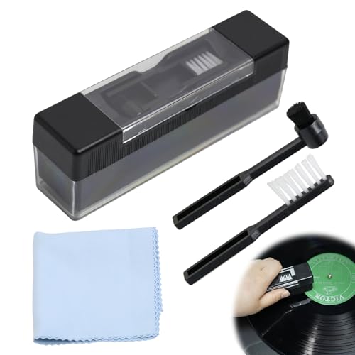 Kit de nettoyage 4 en 1 pour disques vinyles avec brosse en velours doux, brosse Tylus en fibre de carbone et chiffon de nettoyage antistatique pour DVD, LP,...