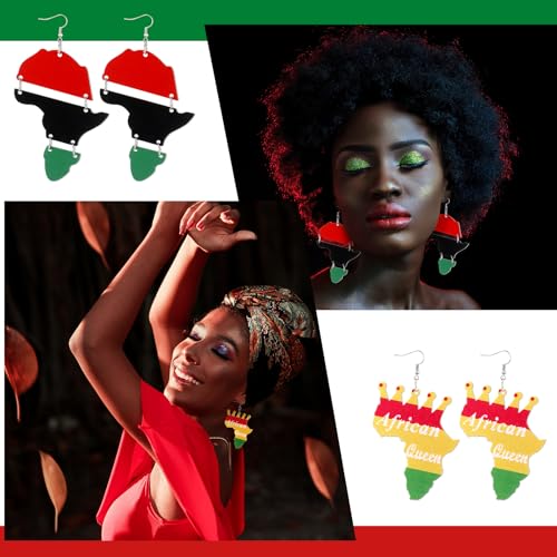 Quelay 36 Pairs African Earrings for Black Women Wood Dangle Earrings Bulk Jewelry Motivational Ethnic Jewelry for Black Women Wood Dangle African American Hispanic Month4