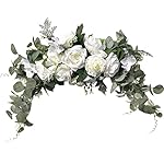 Wedding Arch Flowers, Rose Decorative Floral Swag for Lintel, 30Inch Artificial Greenery Eucalyptus Leaves Flower for Door Window Home Decoration