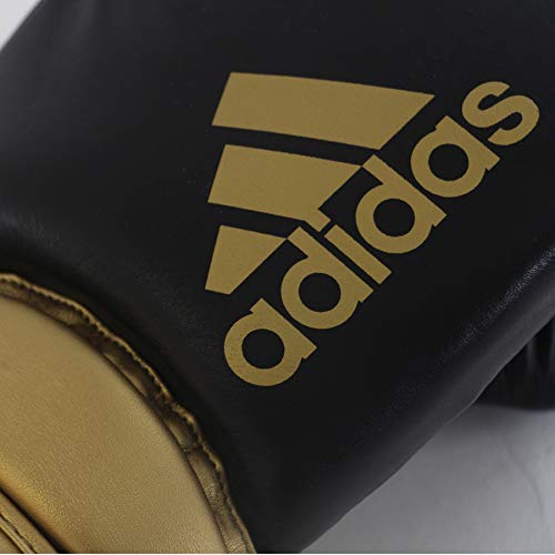 Luva De Boxe Muay Thai Adidas Hybrid 300 Preto/Dourado (12Oz)