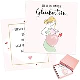 YANSYUN Schwangerschaft Geschenk, Mom to be Geschenke, Muttertagsgeschenk für Werdende Mama, Glücksstein + Glückskarte + Geschenkbox, Schwangere Geschenk Werdende Mütter Glücksbringer, Herz Stein