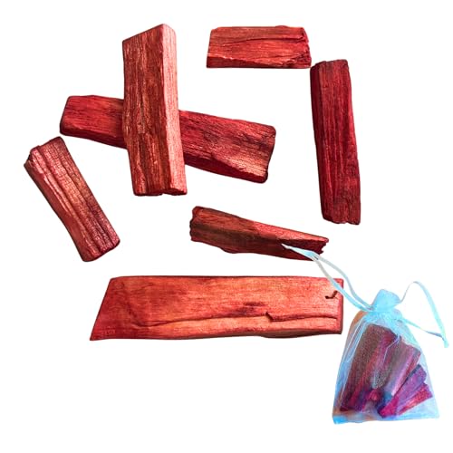 Palo Santo Natural en Barritas Rojas – Incienso Aromático de Madera con Sangre de Dragón para Meditación, Yoga, Limpieza Energética y Relajación – Bolsa Decorativa Reutilizable de 22g – Hecho a Mano