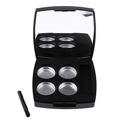 Leere Make-up-Lidschatten-Palette für Rouge, Lipgloss, Puder, 4 Fächer, Schwarz