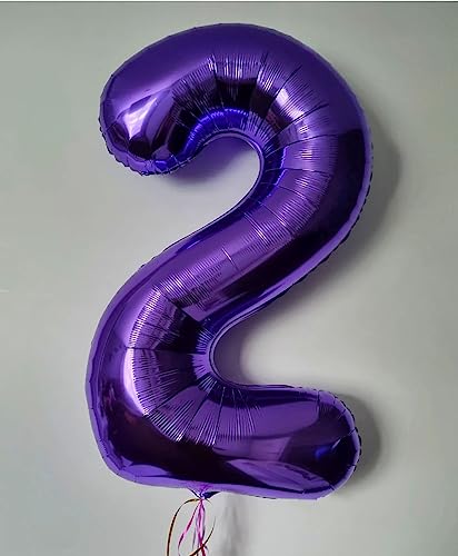 Image of Number 21 Purple Balloons 40 Inch Giant Purple 12 Number Foil Helium Balloons for 12th Purple Birthday Party Supplies 21st Anniversary Events Decorations