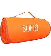 Threadart Personalized Embroidered Portable Blanket with Carrying Strap | Monogrammed Customized ...