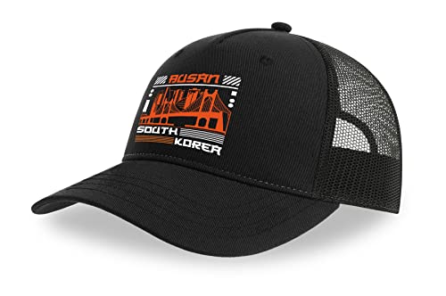 Casquette de camionneur Busan en coton noir avec visière incurvée