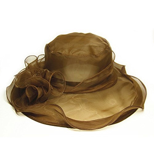 Landove Chapeau Fedora Trilby en Tulle Casquette de Soleil Femme Anti-Soleil Floral en Mousseline Capeline Plage pour Voyage Mariage Cérémonies Soirée Cover