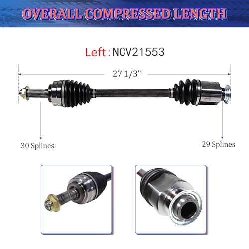 MAXFAVOR Front CV Axles Replacement for Honda Pilot 2009 2010 2011 Base 3.7L V6, Acura MDX 2007 2008 2009 EX LX Touring EX-L Sport 3.5L V6, CV Joint Axle Assembly Shaft Front Passenger Driver Side - Thumbnail 3