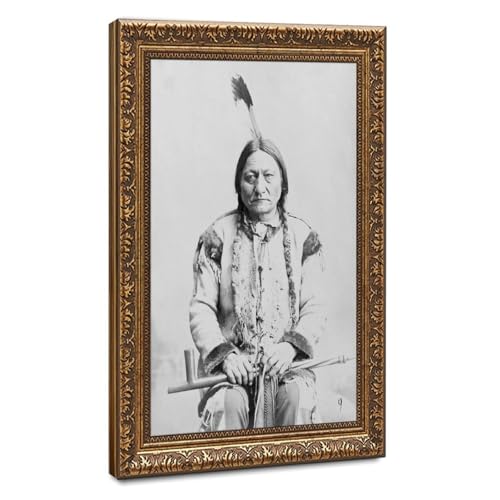Sitting Bull Hunkpapa Lakota toile indien avec cadre suspendu 61cm pour decoration de bureau