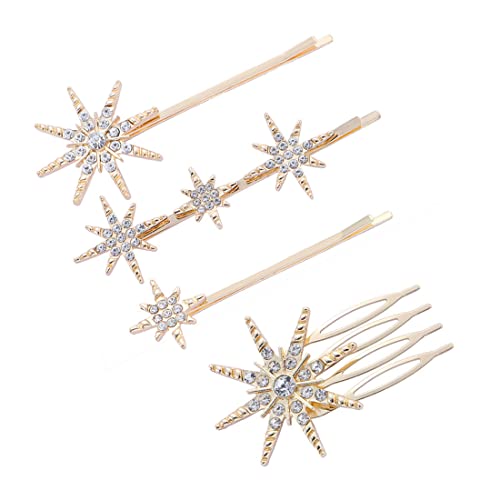 SCJJZ horquillas pelo mujer,horquillas pelo fiesta,pasadores pelo mujer,pinzas pelo mujer,Novia Pasador Pelo, Rhinestone Horquilla, Novia Clips de Pelo Mujeres, Horquilla de Pelo Boda（4 dorado）