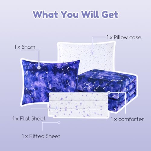 Image of Wink Deer Twin Comforter Set for Boys-5 Pieces Glow in the Dark Bedding Set | Soft Bed in A Bag Twin with Sheet, Pillowcases & Shams