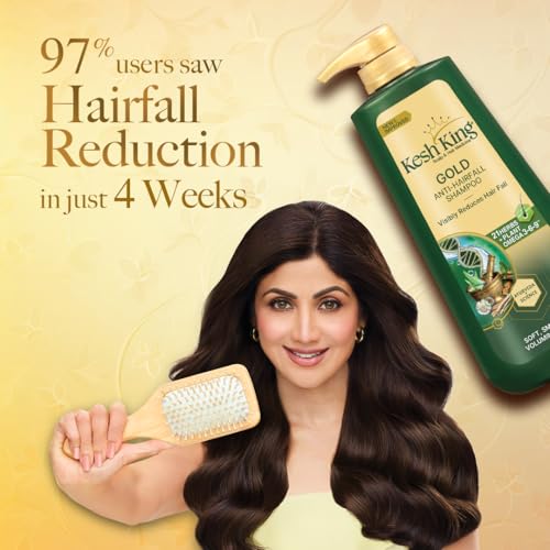 Image of Kesh King Gold Anti Hairfall Kit, Reduces Hair Fall, Makes Hair Strong, Strengthens, Nourishes & Conditions Hair, For Soft, Smooth & Voluminous Hair, for men and women, 800 ml
