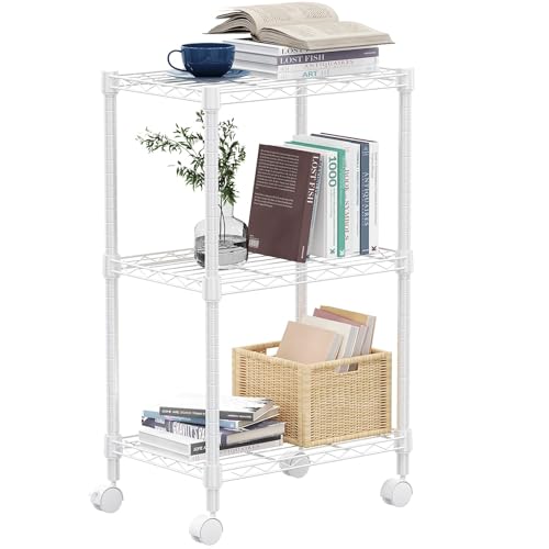 M MZG 3-stufiges Metallregal, Regal bis 340.5 kg, platzsparendes Aufbewahrungsregal für Küche, Bad, Büro, Vorratsraum und Abstellraum… – Ansicht 1