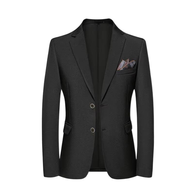 Men's Slim Fit Business Casual Suit Jacket Korean Style Blazer for Men-Black