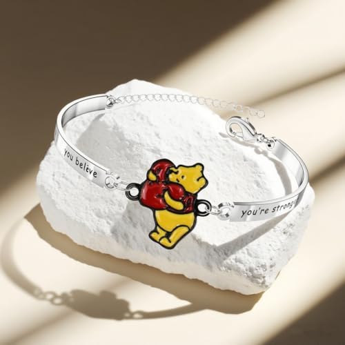 Cute Cartoon Bear Bracelet Charm, Stainless Steel Bracelets Gifts for Women and Men3