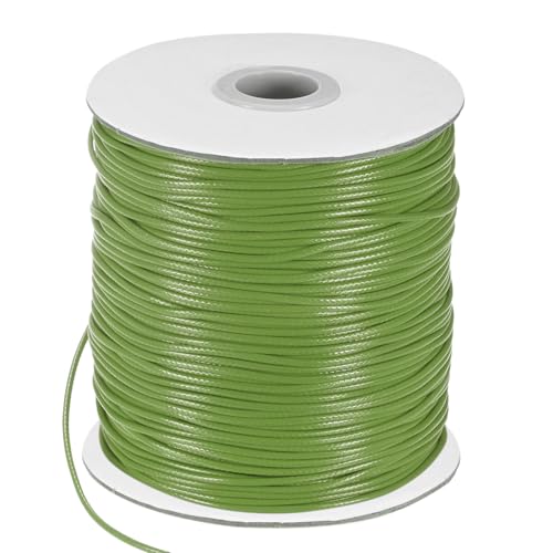 M METERXITY Waxed Polyester Cord, 175 Yards 1.5mm Waxed Beading String with Spool for Jewelry Making/DIY Handmade Crafts/Necklaces/Bracelets, String Macrame Bracelet Thread [Grass Green]