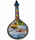 MUYU Craft Imán 3D para nevera con forma de guitarra portuguesa de Lisboa, Portugal, recuerdo de viaje, decoración de refrigerador, resina artesanal