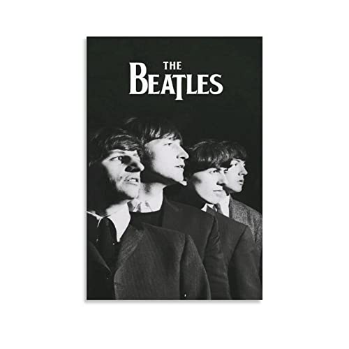 Poster décoratif sur toile The Beatles – Noir et blanc – Décoration murale – Pour chambre à coucher – 60 x 90 cm - Les Beatles, Paul McCartney, John Lennon, RIngo Starr, George Harrison Poster décoratif sur toile The Beatles - Noir et blanc - Décoration murale - Pour chambre à coucher - 60 x 90 cm