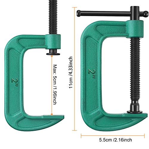 4 Pcs C Clamp Set 2 Inch Heavy Duty G-Clamps Automotive And Wood Working Clamps With 2 Inch Jaw Opening Sliding For Diy Carpentry Woodworking Welding And Building(2 Inch, 4 Pcs) #TOP1