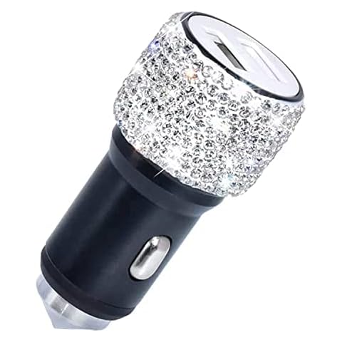 FEENM Dual USB Rhinestone Car Charger Cover