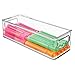 mDesign Small Plastic Office Storage Container Bins with Handles for Organization in Filing Cabinet, Closet Shelf, or Desk Drawers, Organizer for Notes, Pens, Pencils, Ligne Collection, 4 Pack - Clear