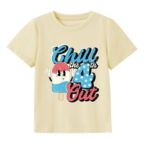 Image of Kids 4th of July Shirt USA Flag Clothes Toddler Boys Girls Children Patriotic Tee Tops 1-7 Years