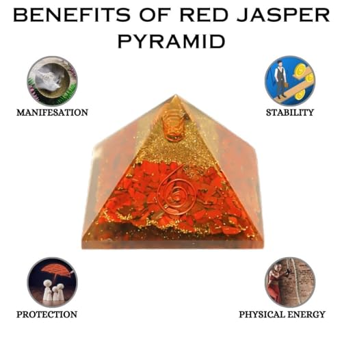 Image of Red Jasper Pyramid | 3-Inch | Large Healing Pyramid for Grounding, Energy Cleansing, and Emotional Stability|Spiritual Decor for Home and Office