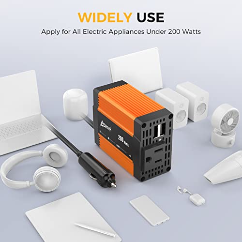 Upgrade Ampeak 200W Car Power Inverter 4.8A Dual Usb Ports Ac Outlet Car Inverter Dc 12V To Ac 110 Car Plug Adapter #TOP5