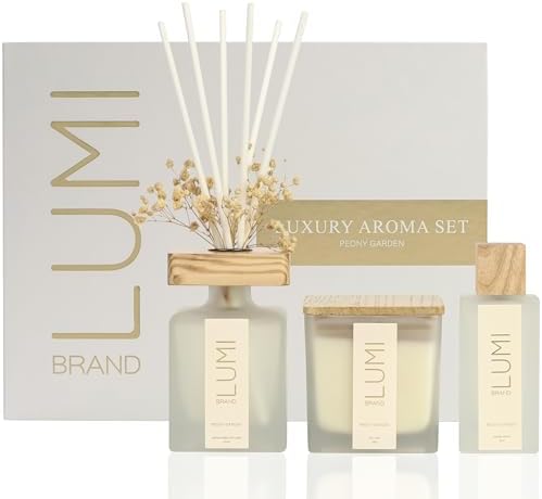 Luxury Aroma Gift Set | Peony Garden - Reed Diffuser (200ml), Woo...