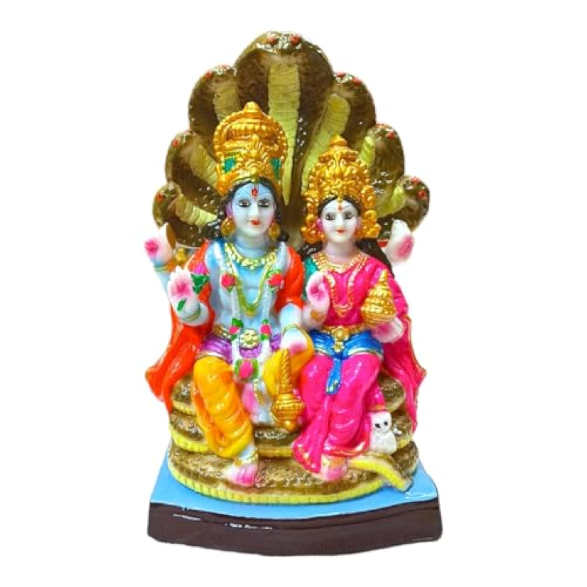 Handcrafted Lakshmi Narayan Idol in Marble Dust, 5.5 Inch