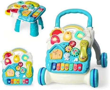 Yürüteç Piyanolu Sesli Işıklı 4 Farklı Mod ile Yürümeye Yardımcı Aktivite Masası Fonksiyonlu Yürüteç, Oturarak-Ayakta Bebek Yürüteci, Yürümeyi Öğrenen Bebekler İçin Eğitici Oyuncaklar - Görsel 1