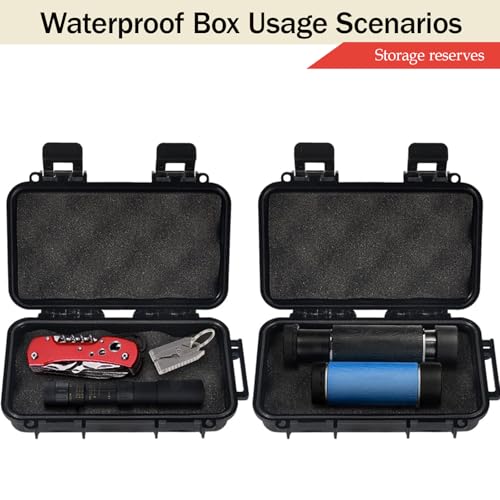 Image of Dry Storage Box, Shockproof Waterproof Box with 2 U‑Shape Buckle, Plastic Storage Container for Cameras, Phones, Camping, Fishing, Hiking(Large-Black)